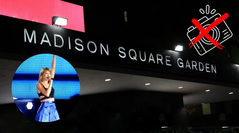 koláž aréna a vedle Taylor Swift