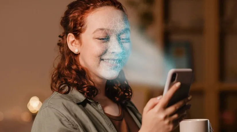 dívka se směje na mobil
